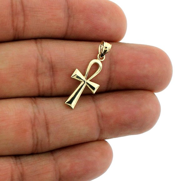 10K Real Gold Rope Chain and Ankh Cross Pendant Set - Picture 3 of 11